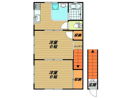 二葉文化(2K/2階)の間取り写真