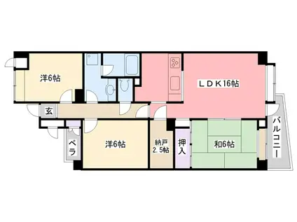 ドルチェ甲子園(3LDK/4階)の間取り写真