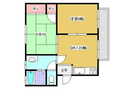 アーバンビレッジB(2DK/2階)の間取り写真