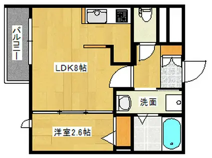 月光南観音 六番館(1LDK/1階)の間取り写真