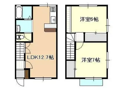 パークハイツA(2LDK/1階)の間取り写真
