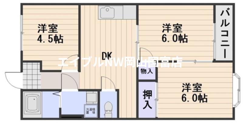 リレイズ葉月I(3DK/2階)の間取り写真