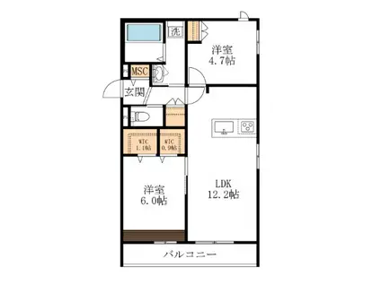 AF エーデルメゾン(2LDK/2階)の間取り写真