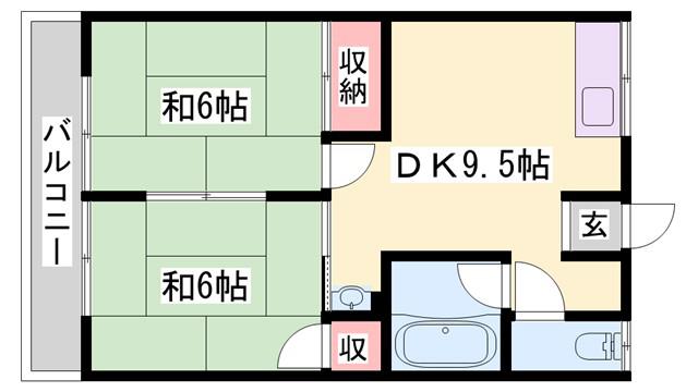 アークヒルズ(2DK/2階)の間取り写真