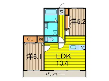 シーレックスPARQUE(2LDK/1階)の間取り写真