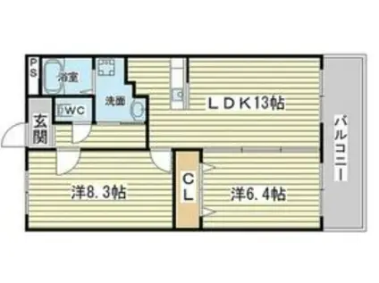 智頭急行 苔縄駅 徒歩22分 3階建 築24年(2LDK/1階)の間取り写真