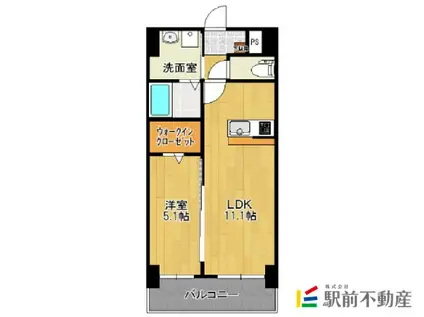 ソレイユ中央(1LDK/6階)の間取り写真