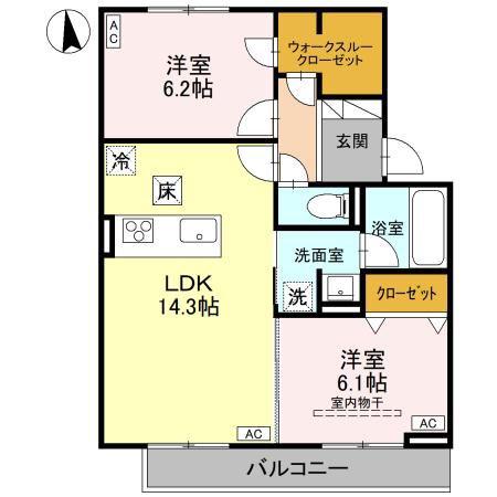 TORISIAS城東(2LDK/1階)の間取り写真