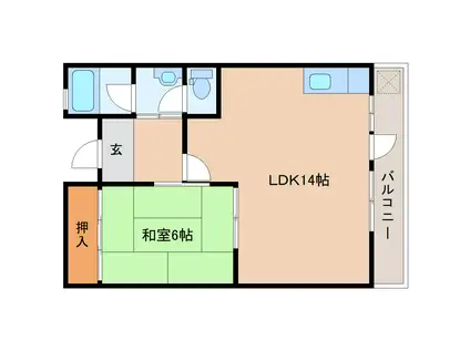 リバーハイツ(1LDK/2階)の間取り写真