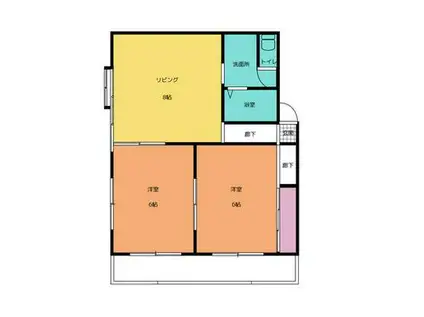 横田ハイツ(2DK/1階)の間取り写真