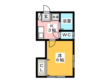 Kカトレア(1K/1階)の間取り写真