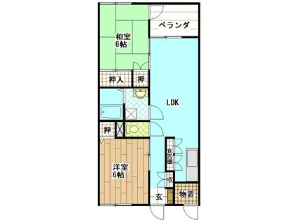 カオス95(2LDK/2階)の間取り写真