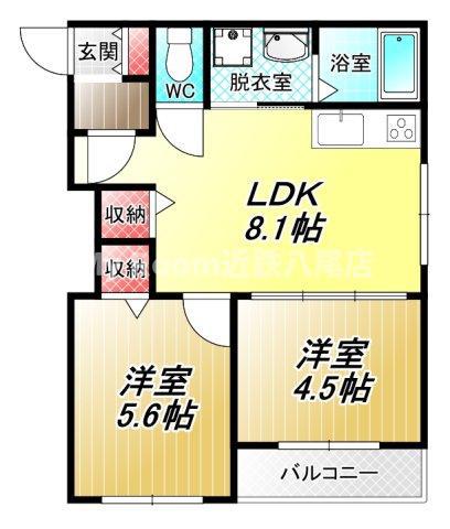 GRANDIR加美北(2LDK/3階)の間取り写真