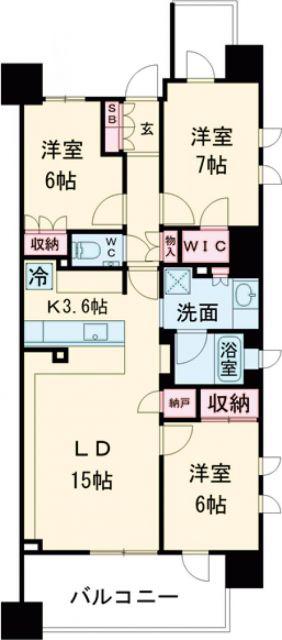 プラウドタワー春日井(3LDK/7階)の間取り写真