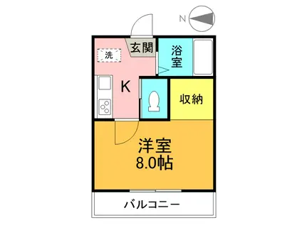 リエス郡山 笹川B棟(1K/2階)の間取り写真