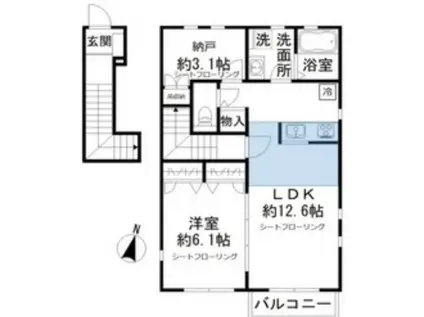 IVY RIGHT(1SLDK/2階)の間取り写真