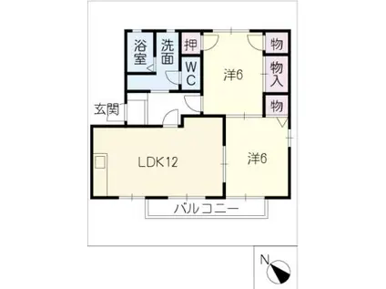 サンステージ豊川A・B(2LDK/1階)の間取り写真