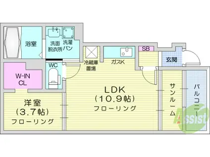 クラール(1LDK/1階)の間取り写真