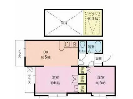 カサベラ参番館(2DK/1階)の間取り写真