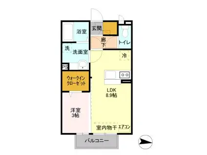 メゾン ベローム(1LDK/2階)の間取り写真