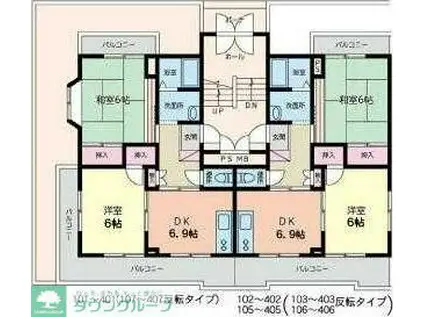 マリーンパレス(2DK/3階)の間取り写真