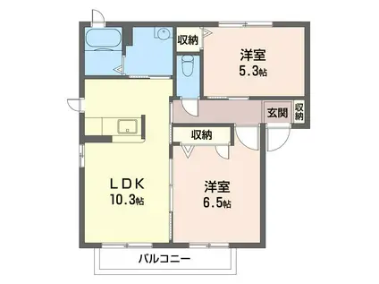 グリーンパークA棟(2LDK/2階)の間取り写真
