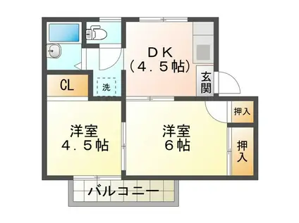 サンシャイン(2DK/2階)の間取り写真