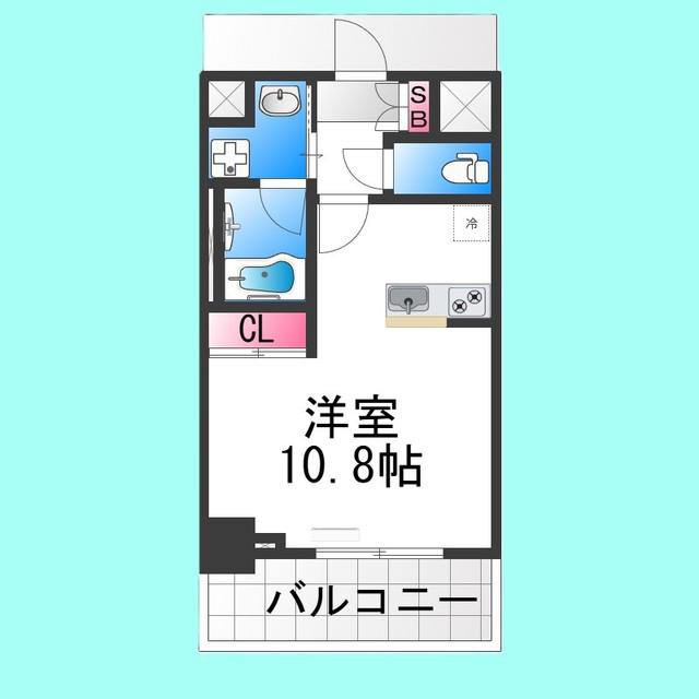 サザンクレスト堺東(ワンルーム/2階)の間取り写真
