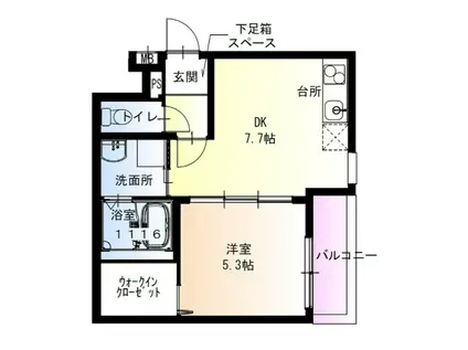 フジパレス出屋敷南II番館(1DK/3階)の間取り写真
