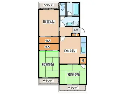 セントラルハイツ谷(3DK/1階)の間取り写真