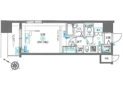 フェニックス川崎弐番館(1K/10階)の間取り写真