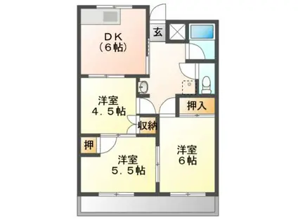 コーポ・グローバル(3DK/2階)の間取り写真