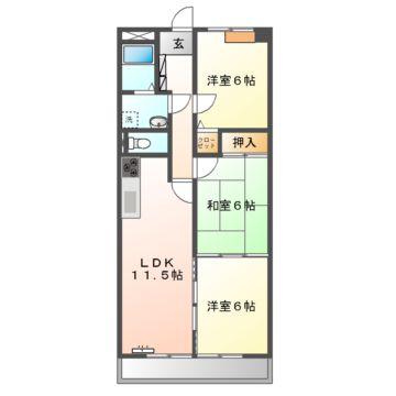 クレールメゾン(3LDK/4階)の間取り写真