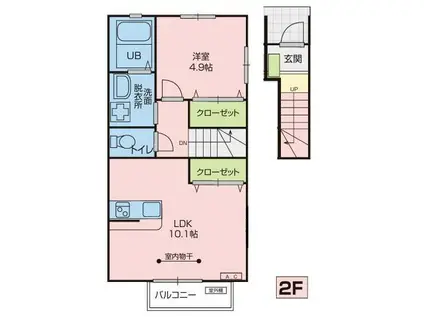 レガーメイースト(1LDK/2階)の間取り写真