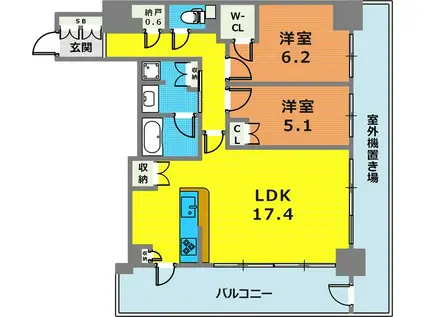 ブリリアタワー神戸元町(2LDK/31階)の間取り写真