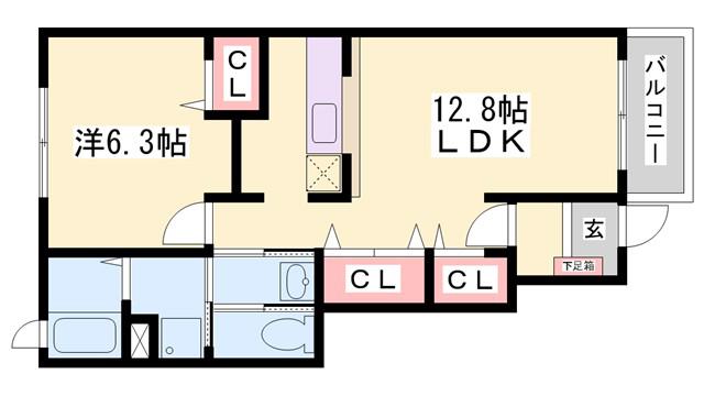 アルカン シエルII(1LDK/1階)の間取り写真