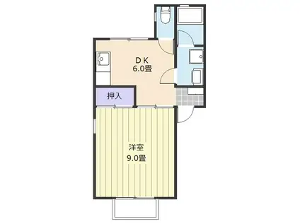 ボヌール・コミヤマ(1DK/2階)の間取り写真