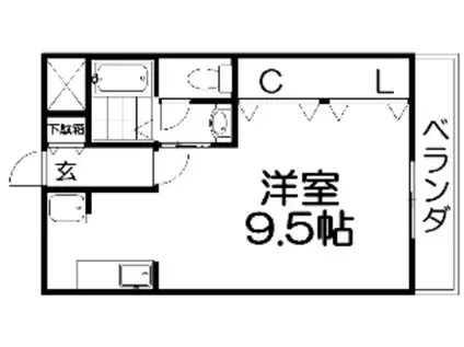 エクセコート(ワンルーム/1階)の間取り写真