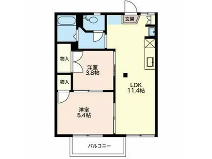 フォーブルまちI(2LDK/2階)の間取り写真