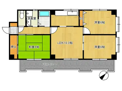 レジデンス矢部(2LDK/2階)の間取り写真