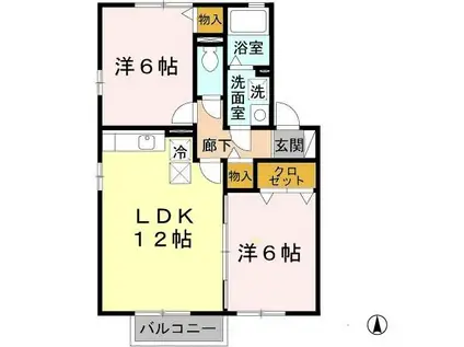 ロイヤル倉治 B棟(2LDK/1階)の間取り写真