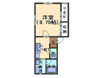 ヴェルジェ福久(1K/1階)の間取り写真