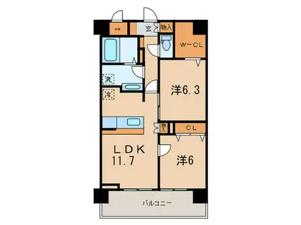 PLAZA池尻I(2LDK/4階)の間取り写真