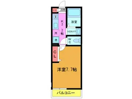 アスペール鷺沼(1K/3階)の間取り写真