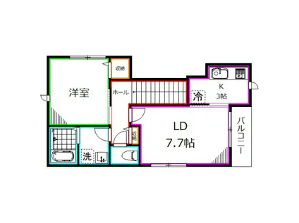 スプリングハウス(1LDK/2階)の間取り写真