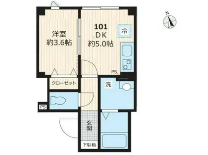 KATSU(1DK/1階)の間取り写真