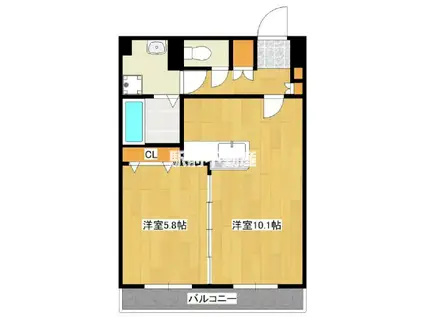 シエルR(1LDK/3階)の間取り写真