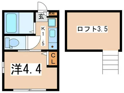 ビナフォルム(1K/2階)の間取り写真