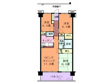 ソレアード舟丁(3LDK/6階)の間取り写真