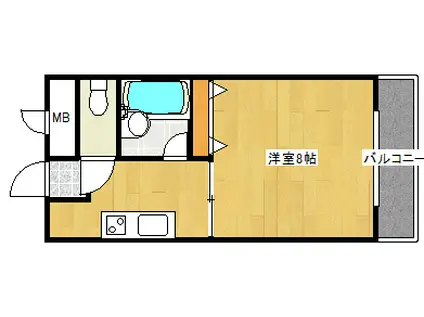 己斐西ハイム(1DK/2階)の間取り写真